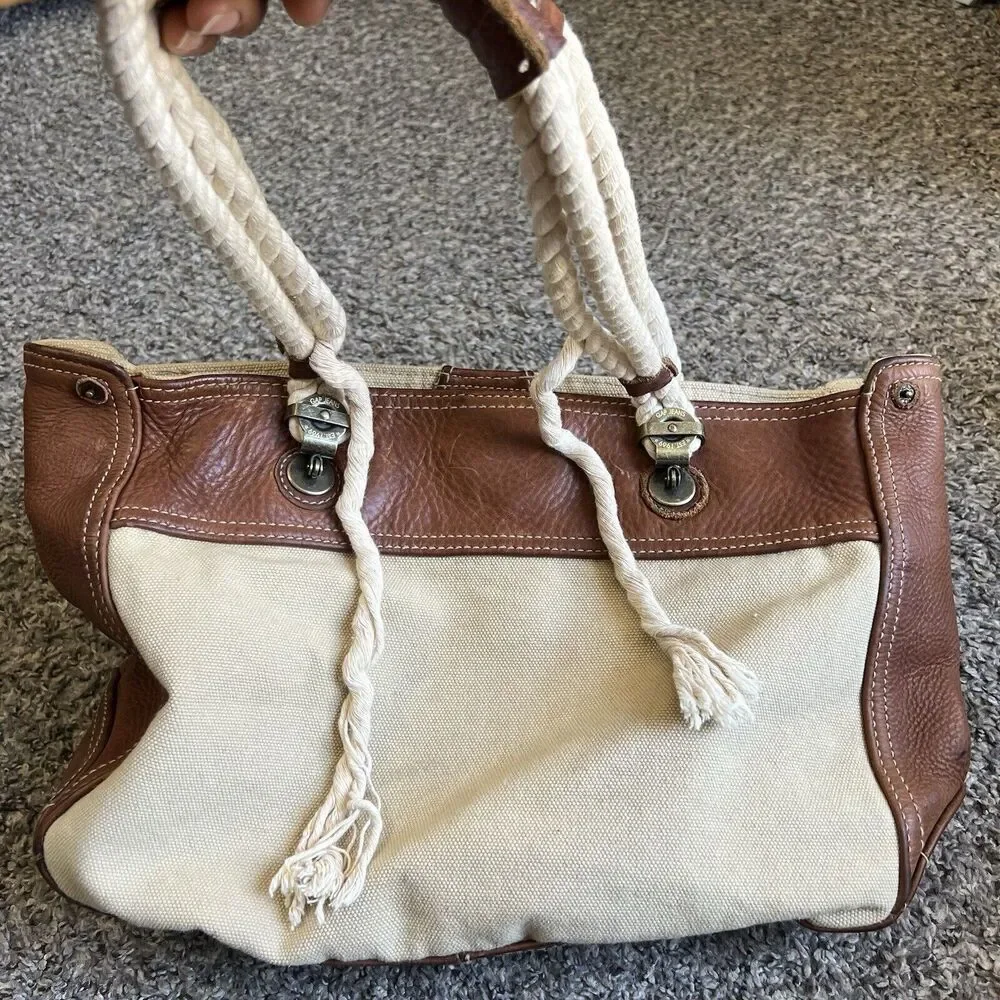 Vintage GAP 1969 Tote Shoulder Bag Canvas/Leather Tan Brown Well Made Purse - Picture 6 of 10